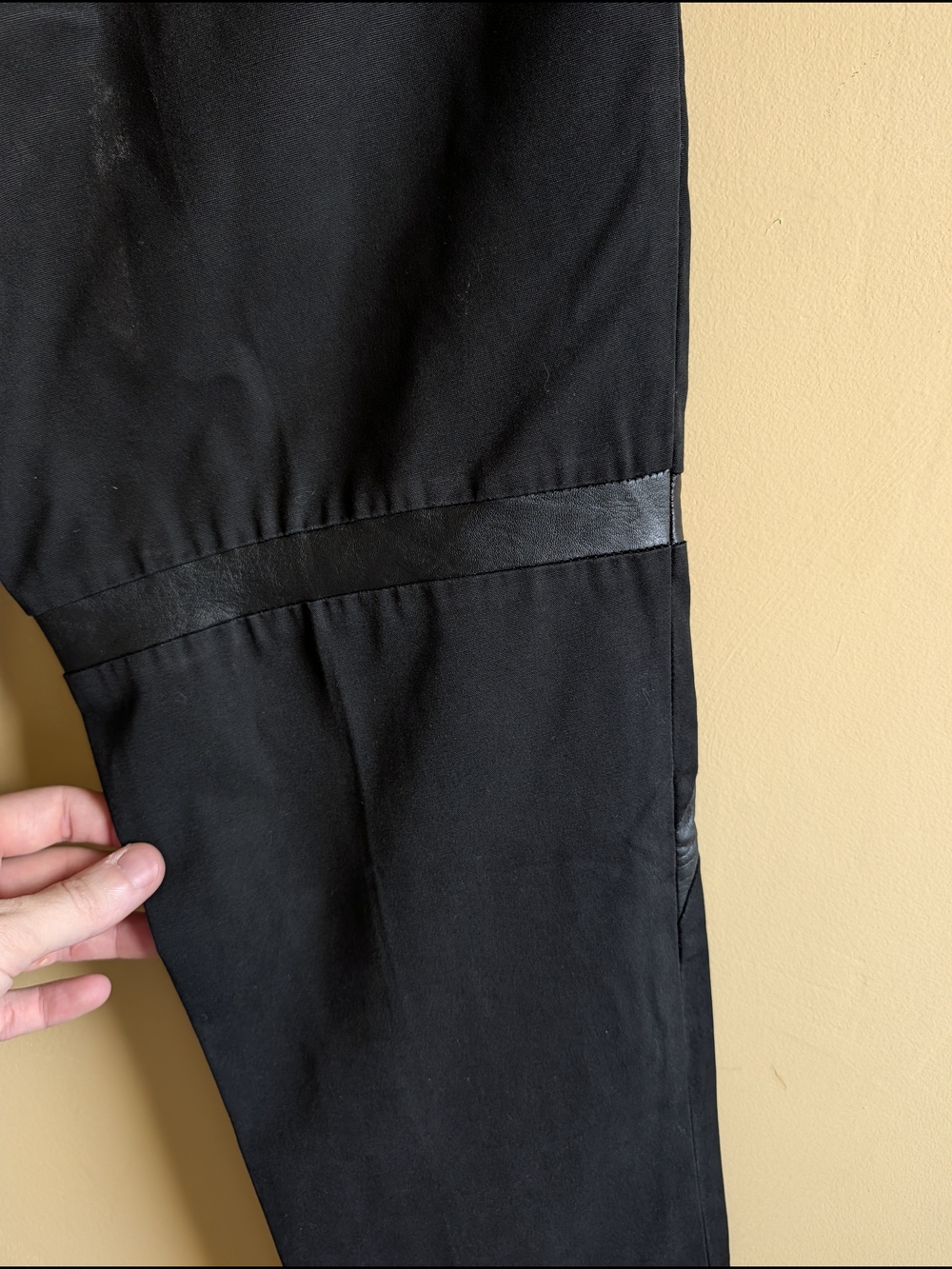 DIOR HOMME Hedi Slimane VTG Black Leather Bondage Insert Italy Pants 46 - Picture 7 of 16